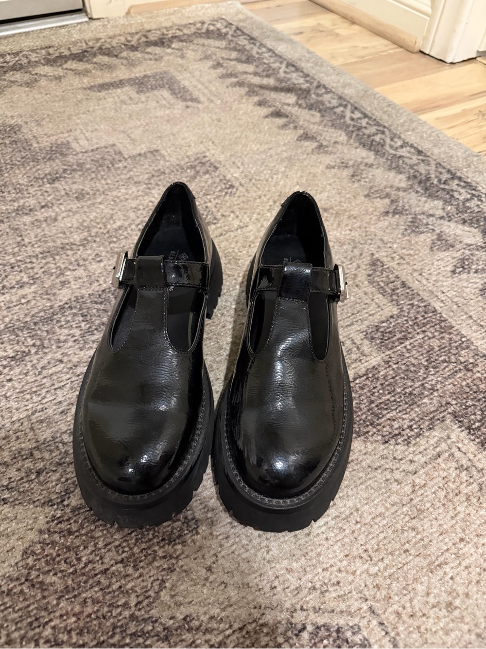 Call It Spring Black Patent Mary Jane Lug Loafers